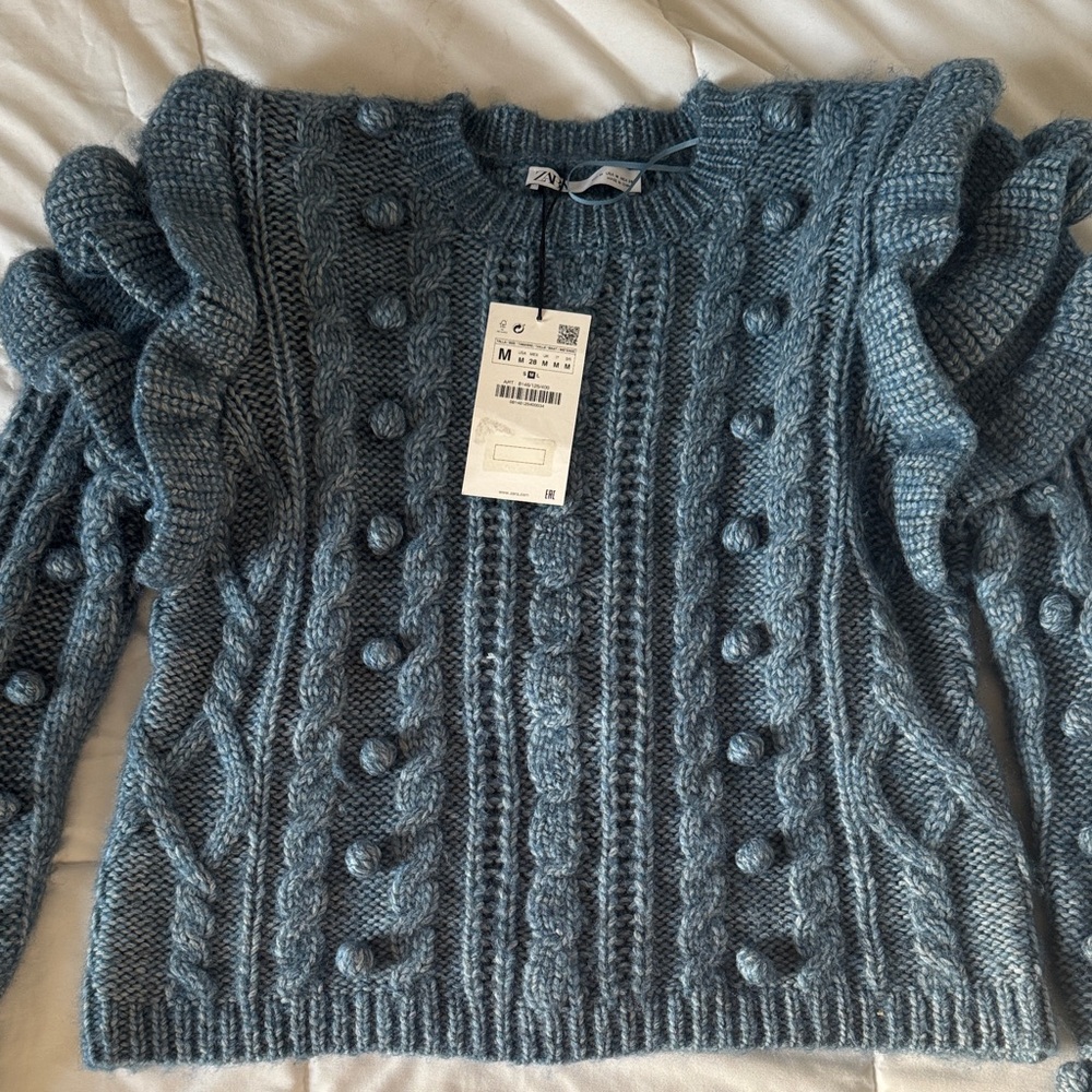 Zara Blue Cable Knit Sweater